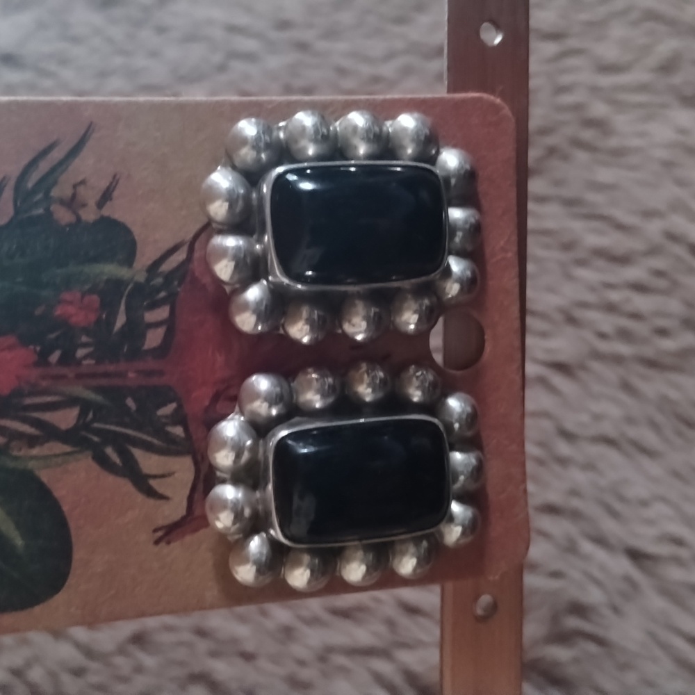 925 silver and black onyx post earrings